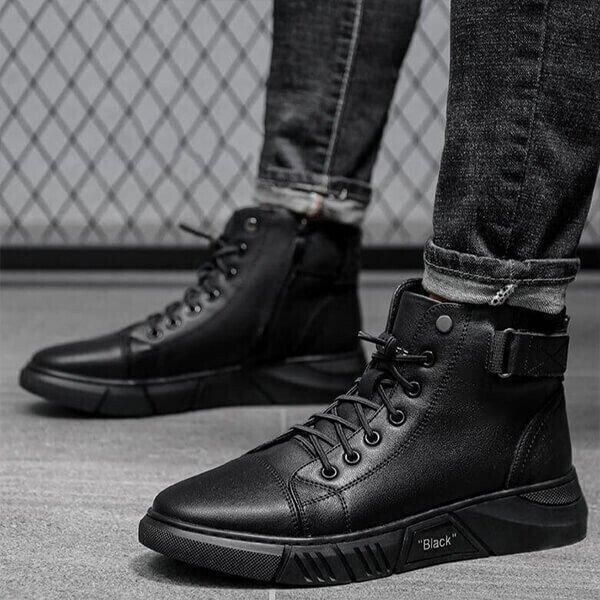 Men's Black Casual Canvas Boots