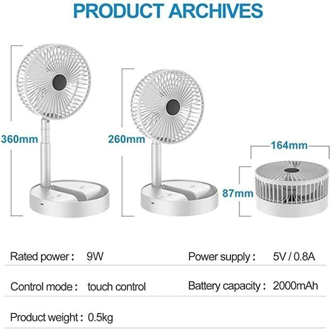 Powerful Rechargeable Adjustable AC/DC Table & Wall Fan