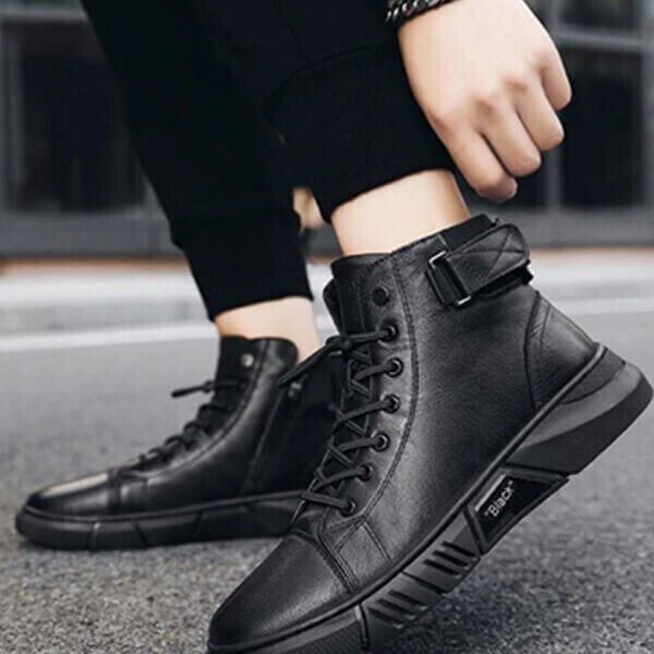 Men's Black Casual Canvas Boots