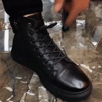 Men's Black Casual Canvas Boots