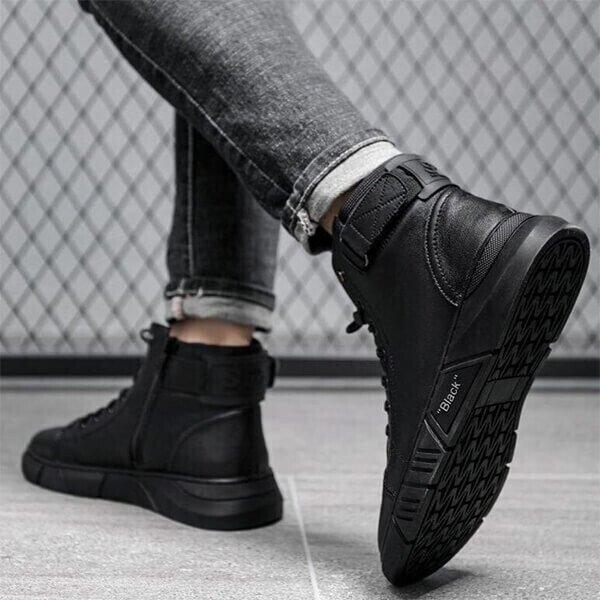 Men's Black Casual Canvas Boots