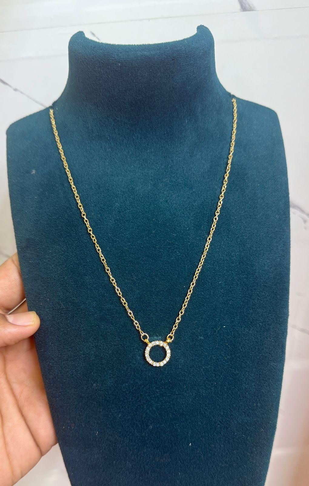 Elegant Women’s Stone Pendant with Chain – Micro Gold Plated Jewelry