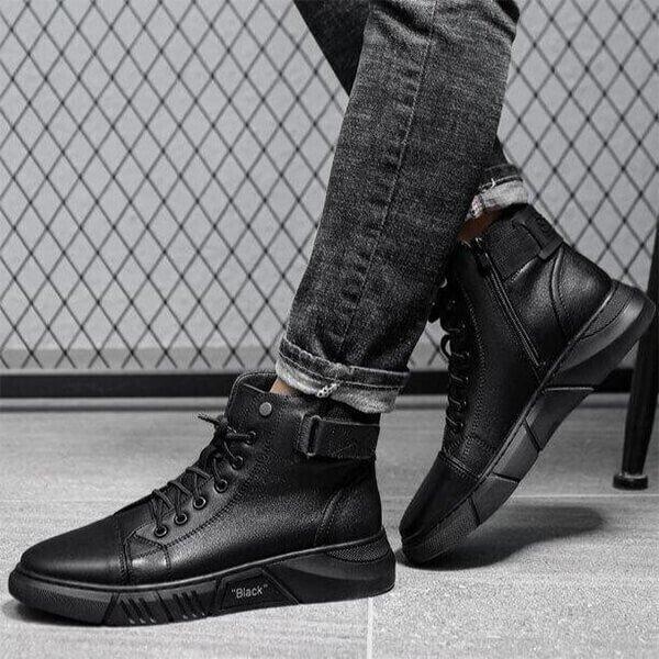 Men's Black Casual Canvas Boots