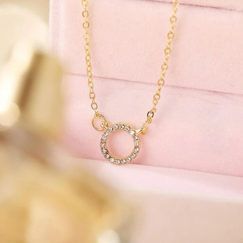 Elegant Women’s Stone Pendant with Chain – Micro Gold Plated Jewelry