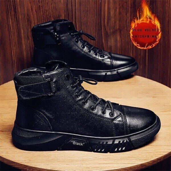 Men's Black Casual Canvas Boots