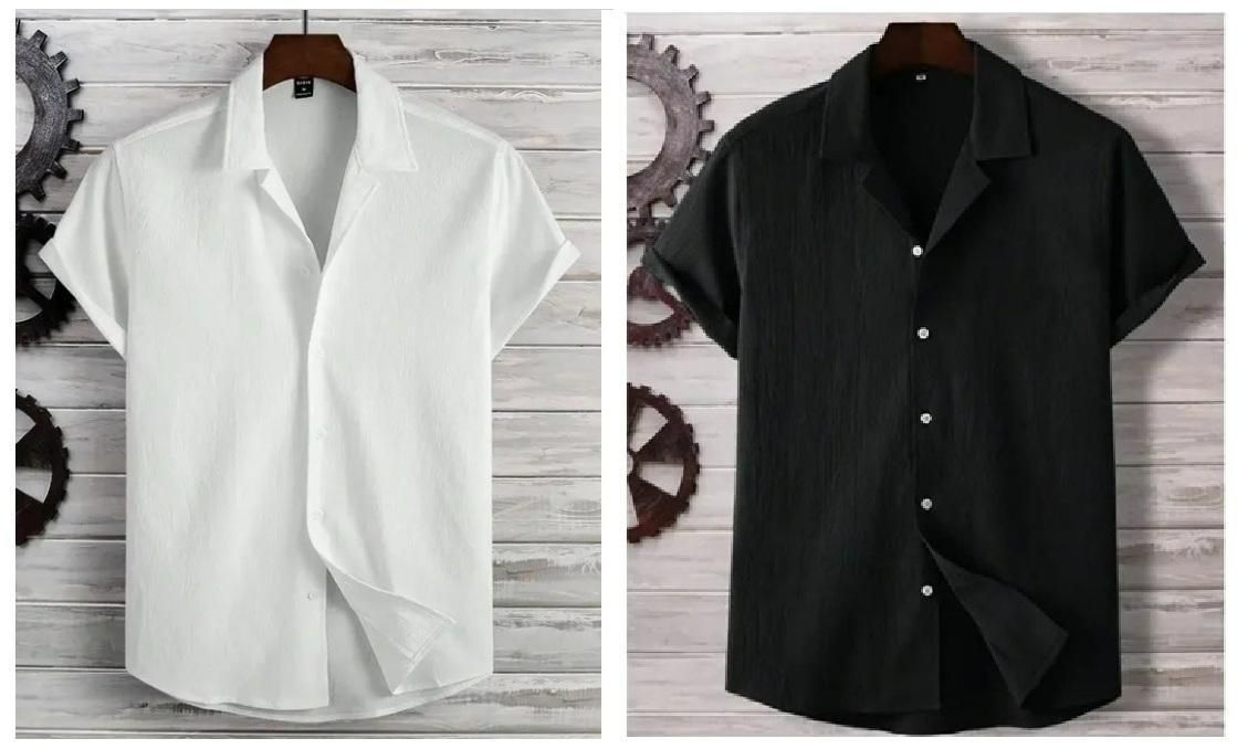 Dual Season Essentials: Men's Ice Silk Shirts – Pack of 2 (Summer + Monsoon)