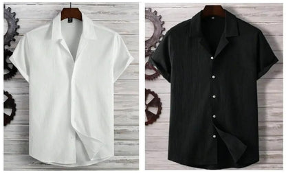 Dual Season Essentials: Men's Ice Silk Shirts – Pack of 2 (Summer + Monsoon)
