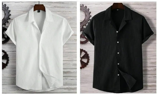 Dual Season Essentials: Men's Ice Silk Shirts – Pack of 2 (Summer + Monsoon)