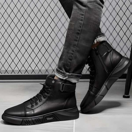 Men's Black Casual Canvas Boots