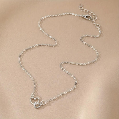 Women's Dual Heart Pendant with Chain | Silver-Plated Alloy Necklace | Elegant Gift Jewelry