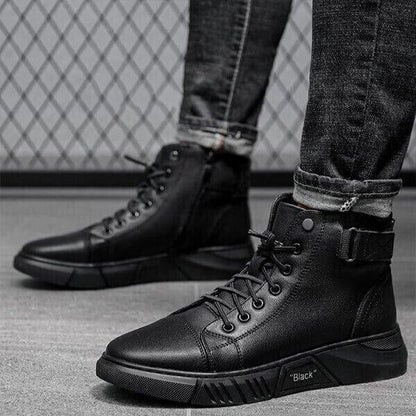 Men's Black Casual Canvas Boots