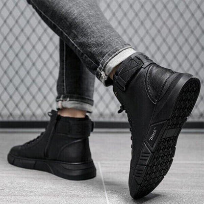 Men's Black Casual Canvas Boots