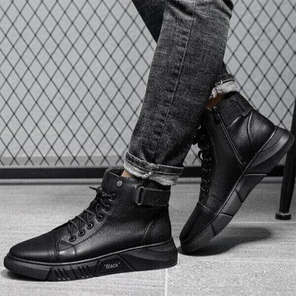 Men's Black Casual Canvas Boots