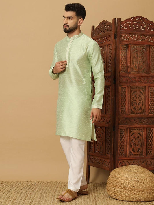 Men’s Jacquard Solid Kurta Pyjama Set – Elegant Ethnic Wear
