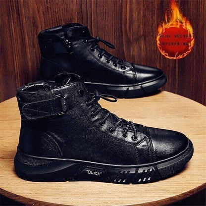 Men's Black Casual Canvas Boots